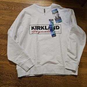 Kirkland Signature Costco Crewneck Sweatshirt Embroidered Logo White Men’s Large